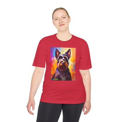 Pup Art Canvas Unisex Moisture Wicking Tee (Scottish Terrier)