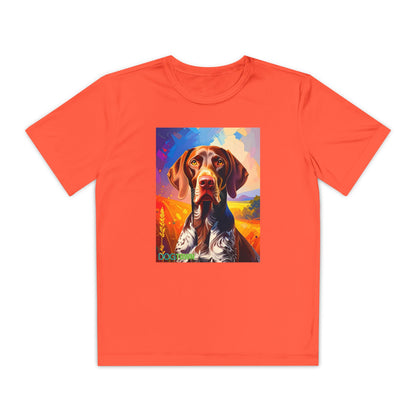 Pup Art Canvas - Kid's Sport Short Sleeve Tee (German Shorthaired Pointer)