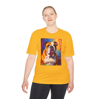 Pup Art Canvas Unisex Moisture Wicking Tee (English Bulldog)