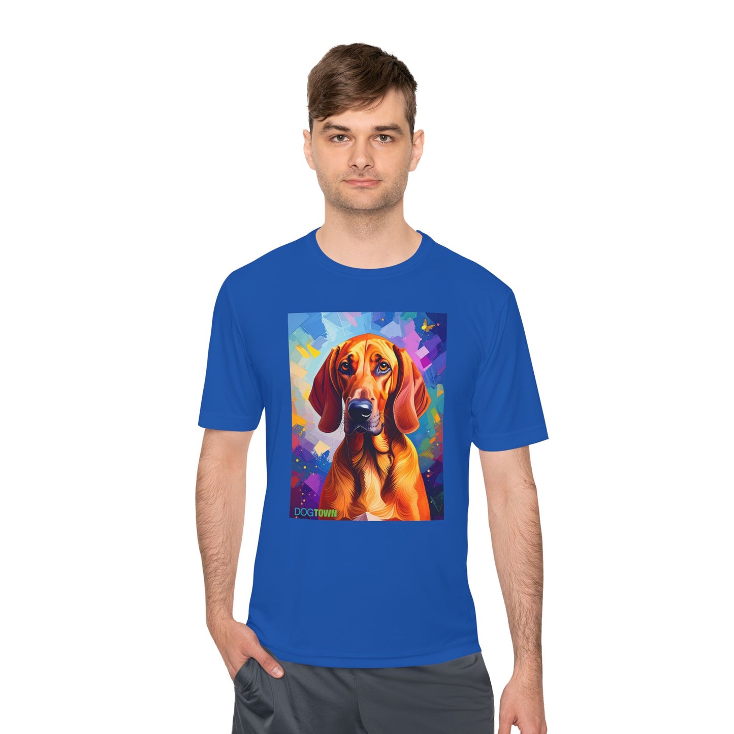 Pup Art Canvas Unisex Moisture Wicking Tee (Redbone Coonhound)