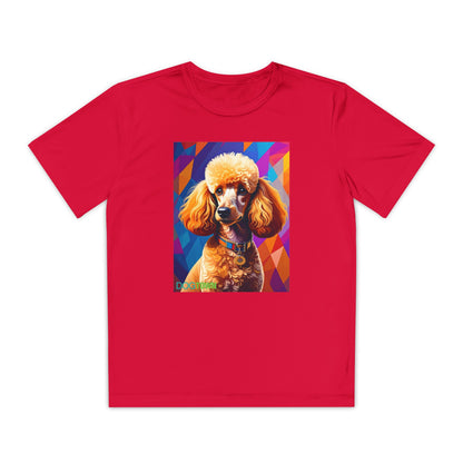 Pup Art Canvas - Kid's Sport Short Sleeve Tee (Toy Poodle)