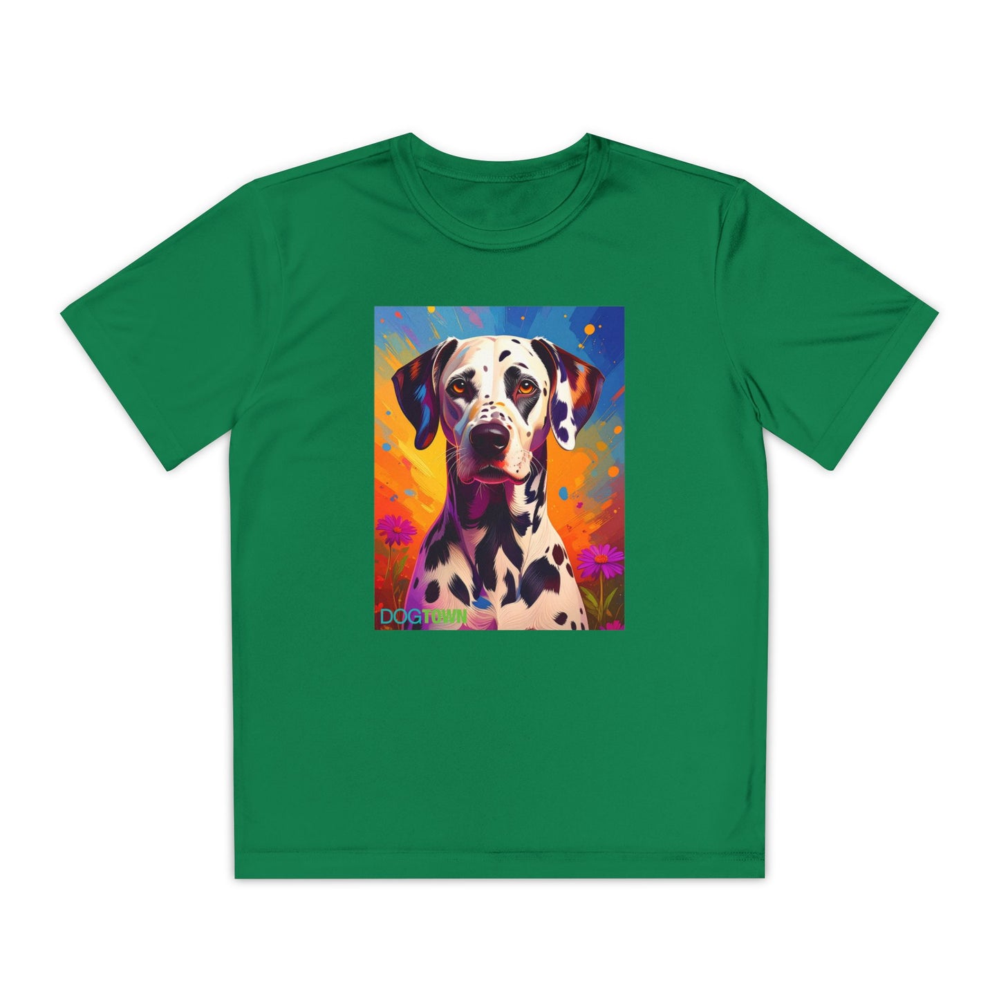 Pup Art Canvas - Kid's Sport Short Sleeve Tee (Dalmatian)