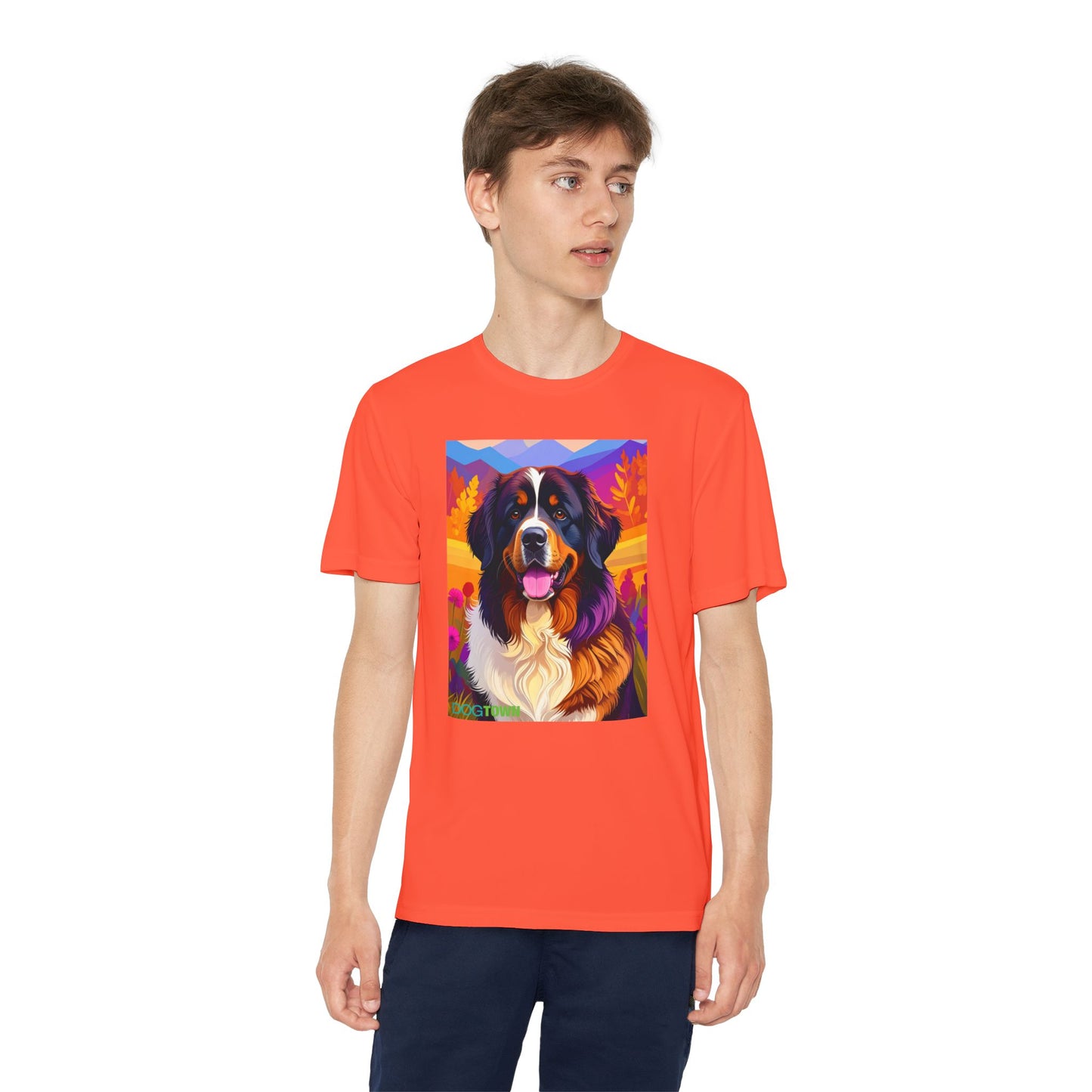 Pup Art Canvas - Kid's Sport Short Sleeve Tee (Bernese Mountain Dog)