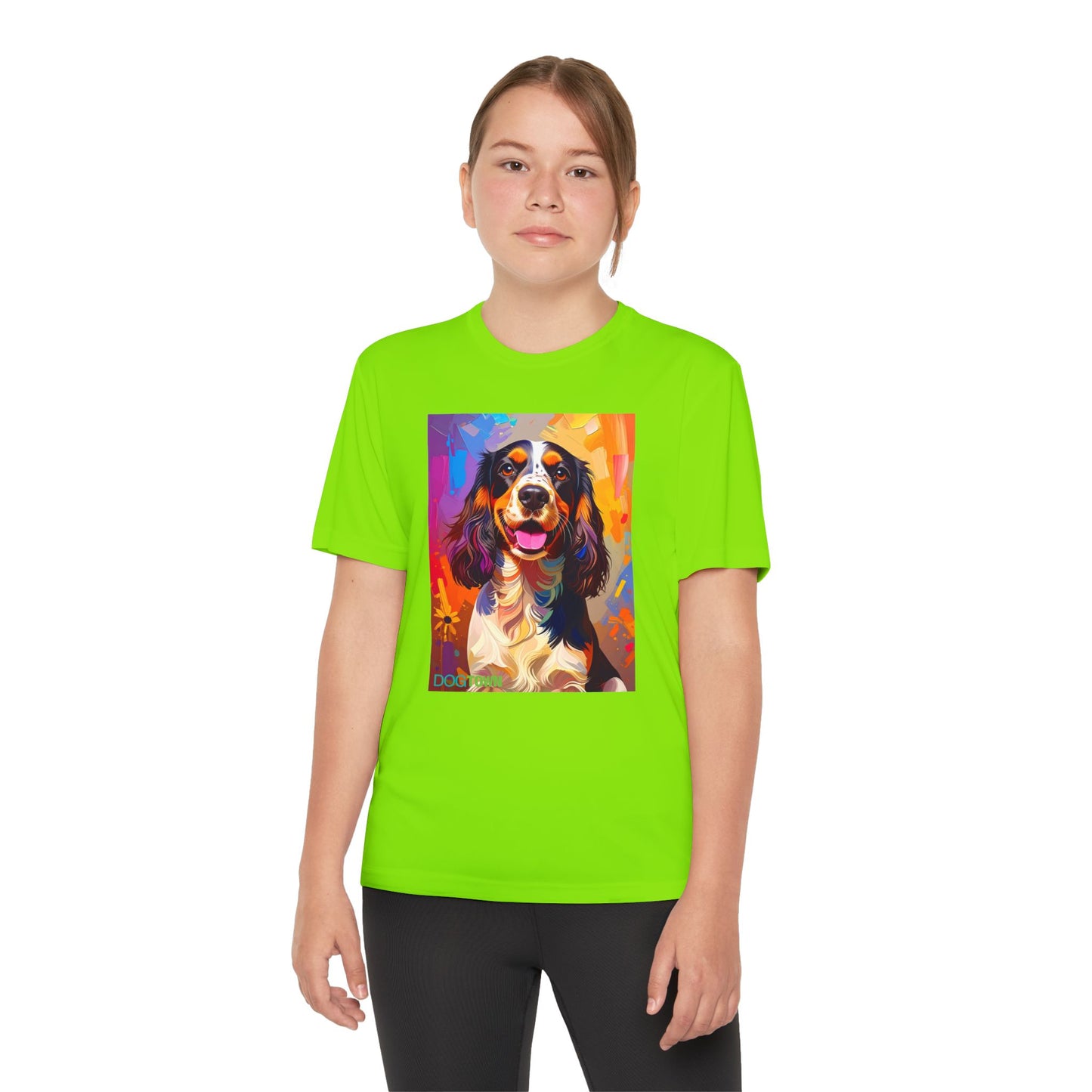 Pup Art Canvas - Kid's Sport Short Sleeve Tee (English Springer Spaniel)