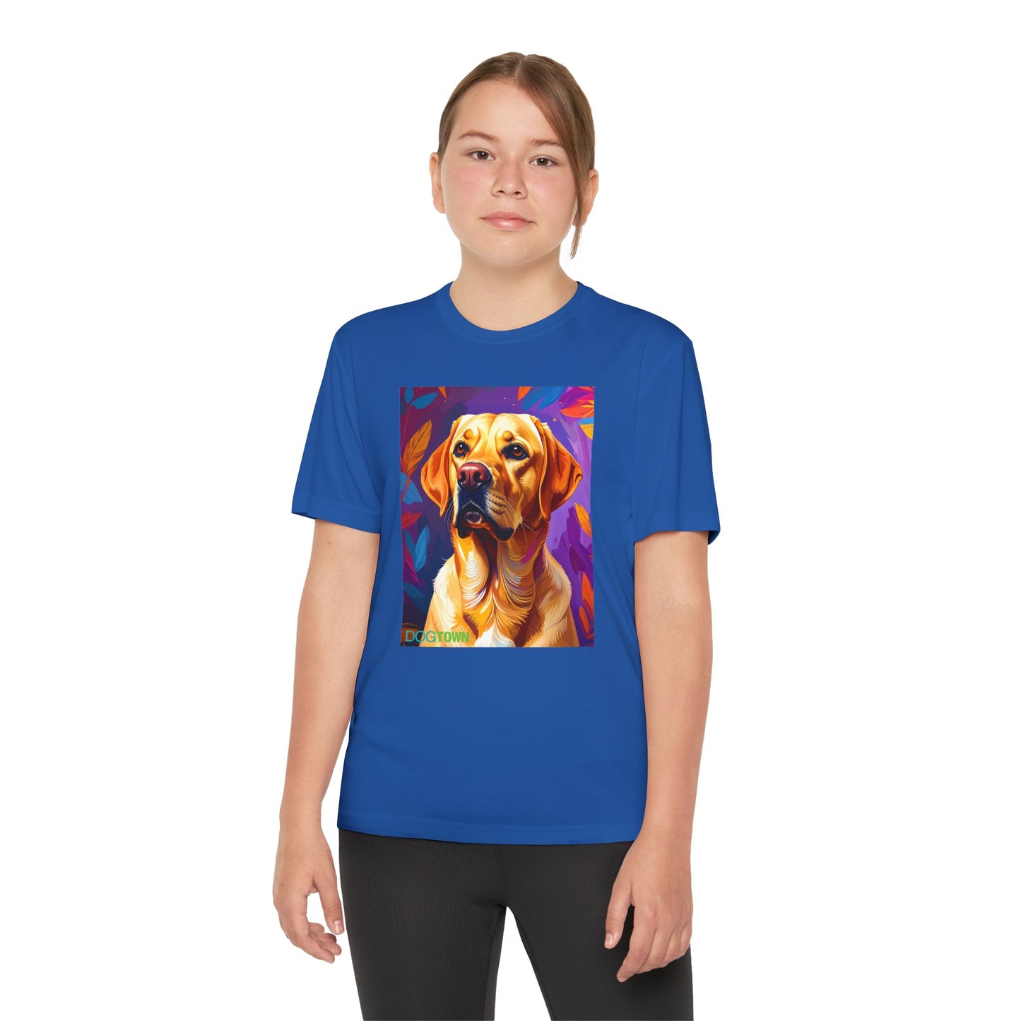 Pup Art Canvas - Kid's Sport Short Sleeve Tee (Yellow Lab)