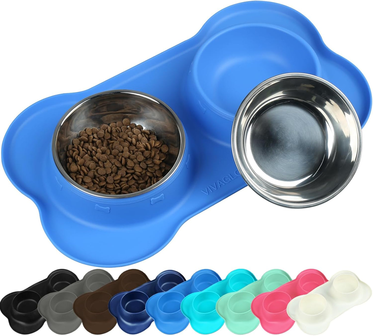 Dog Bowls with Non Spill Skid Resistant Silicone Mat