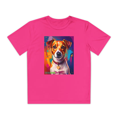 Pup Art Canvas - Kid's Sport Short Sleeve Tee (Jack Russell Terrier)