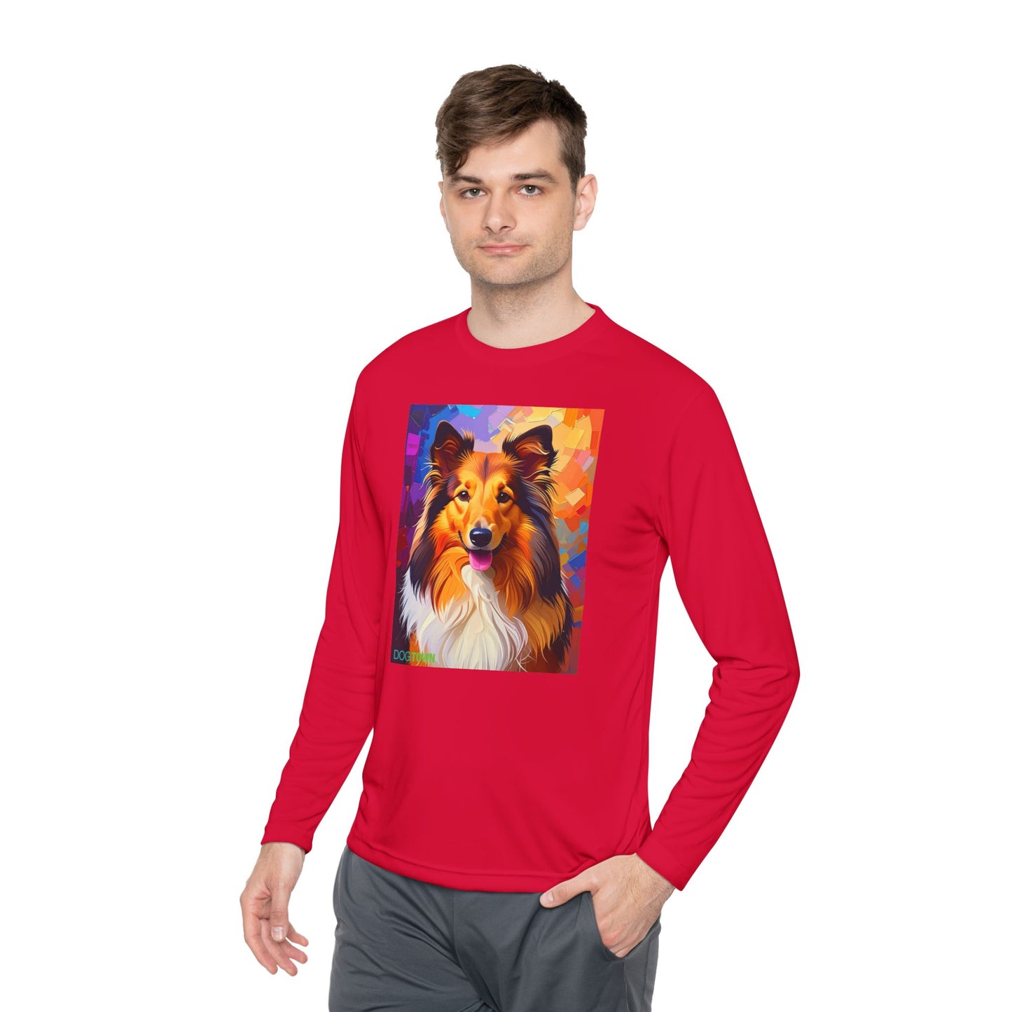 Pup Art Canvas Sport Long Sleeve Tee (Sheltie)