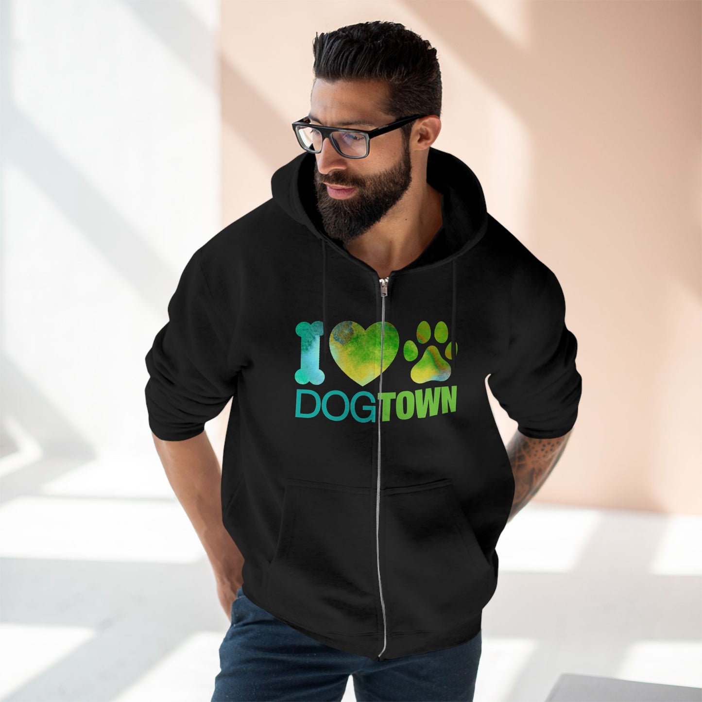 Dogtown - “I Heart Paw” Unisex Zip Up Hoodie