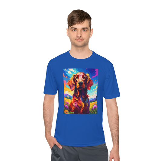 Pup Art Canvas Unisex Moisture Wicking Tee (Irish Setter)
