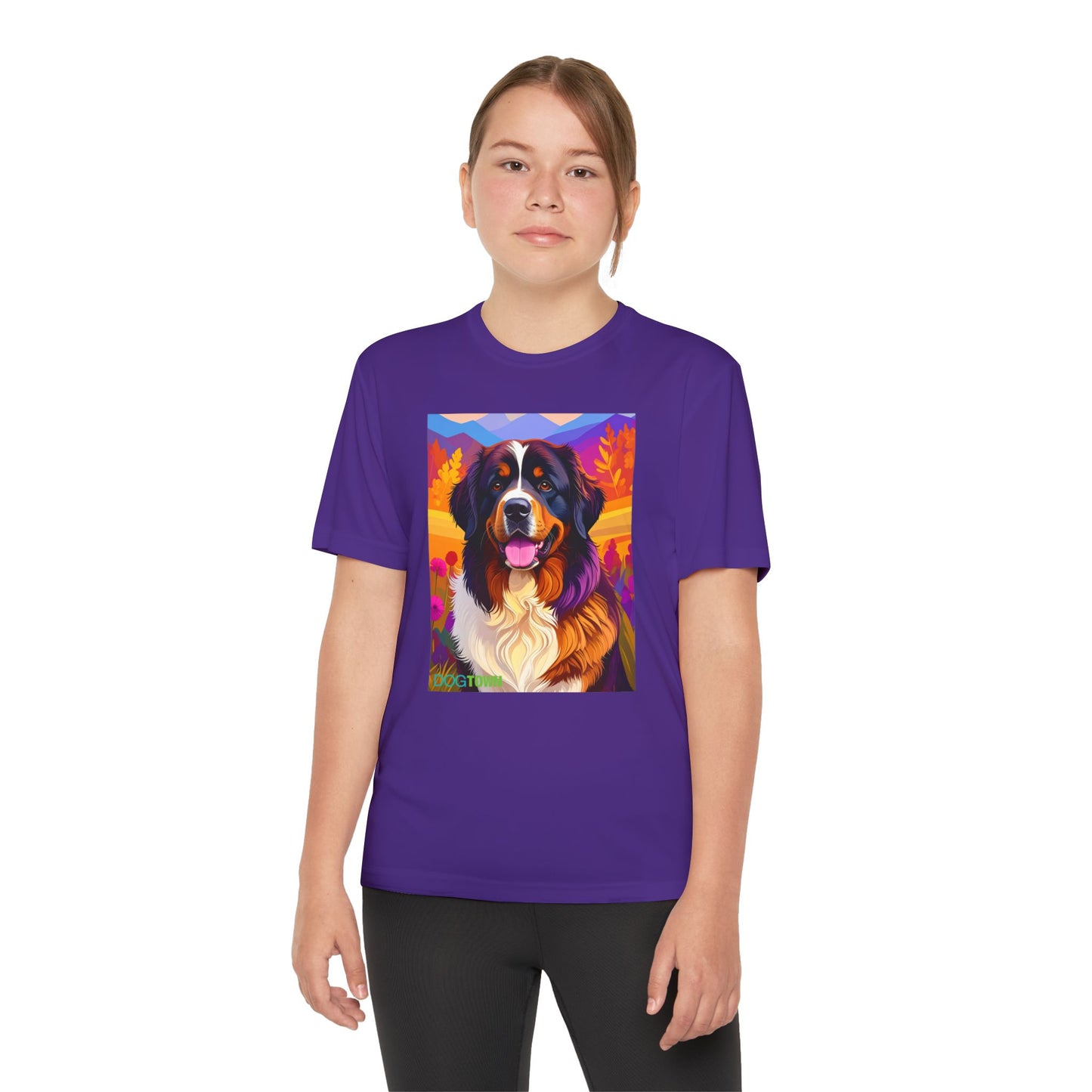 Pup Art Canvas - Kid's Sport Short Sleeve Tee (Bernese Mountain Dog)