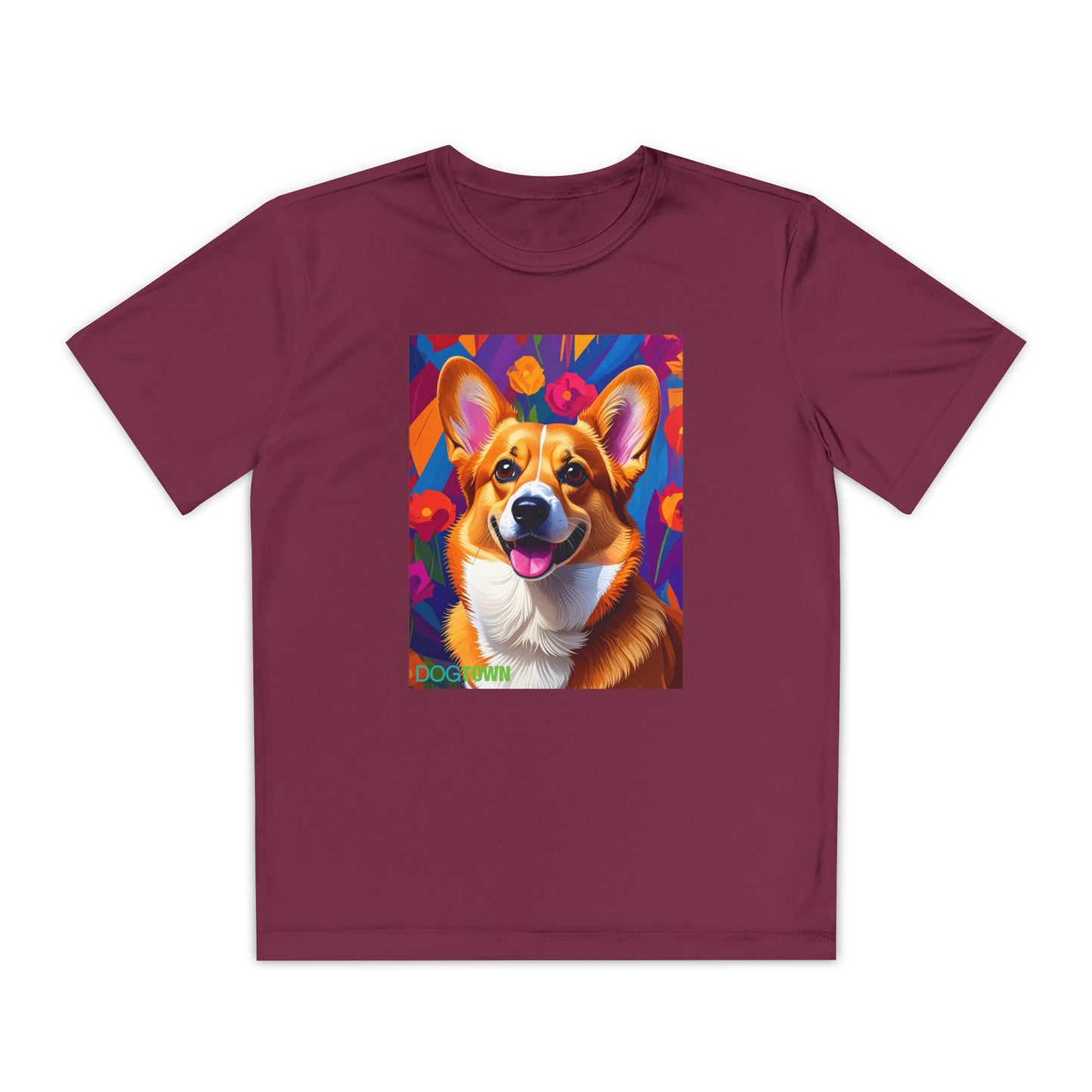 Pup Art Canvas - Kid's Sport Short Sleeve Tee (Corgi)