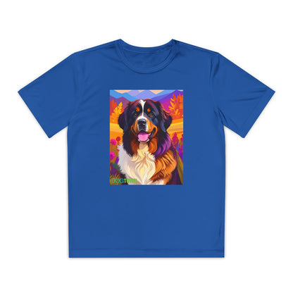 Pup Art Canvas - Kid's Sport Short Sleeve Tee (Bernese Mountain Dog)