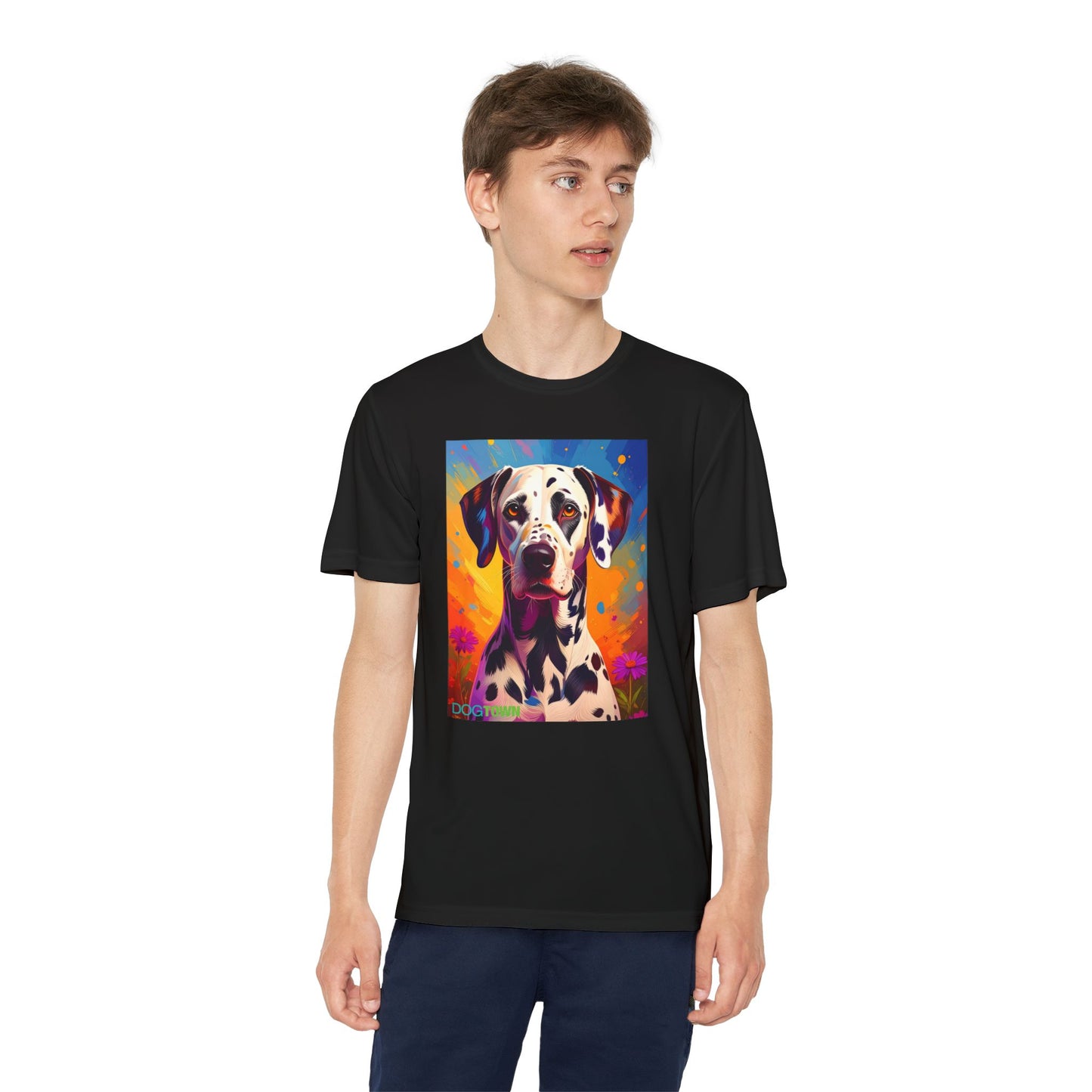 Pup Art Canvas - Kid's Sport Short Sleeve Tee (Dalmatian)