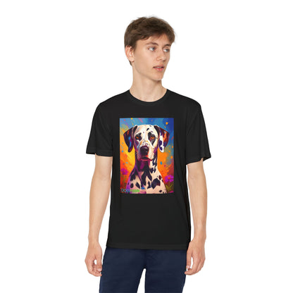 Pup Art Canvas - Kid's Sport Short Sleeve Tee (Dalmatian)