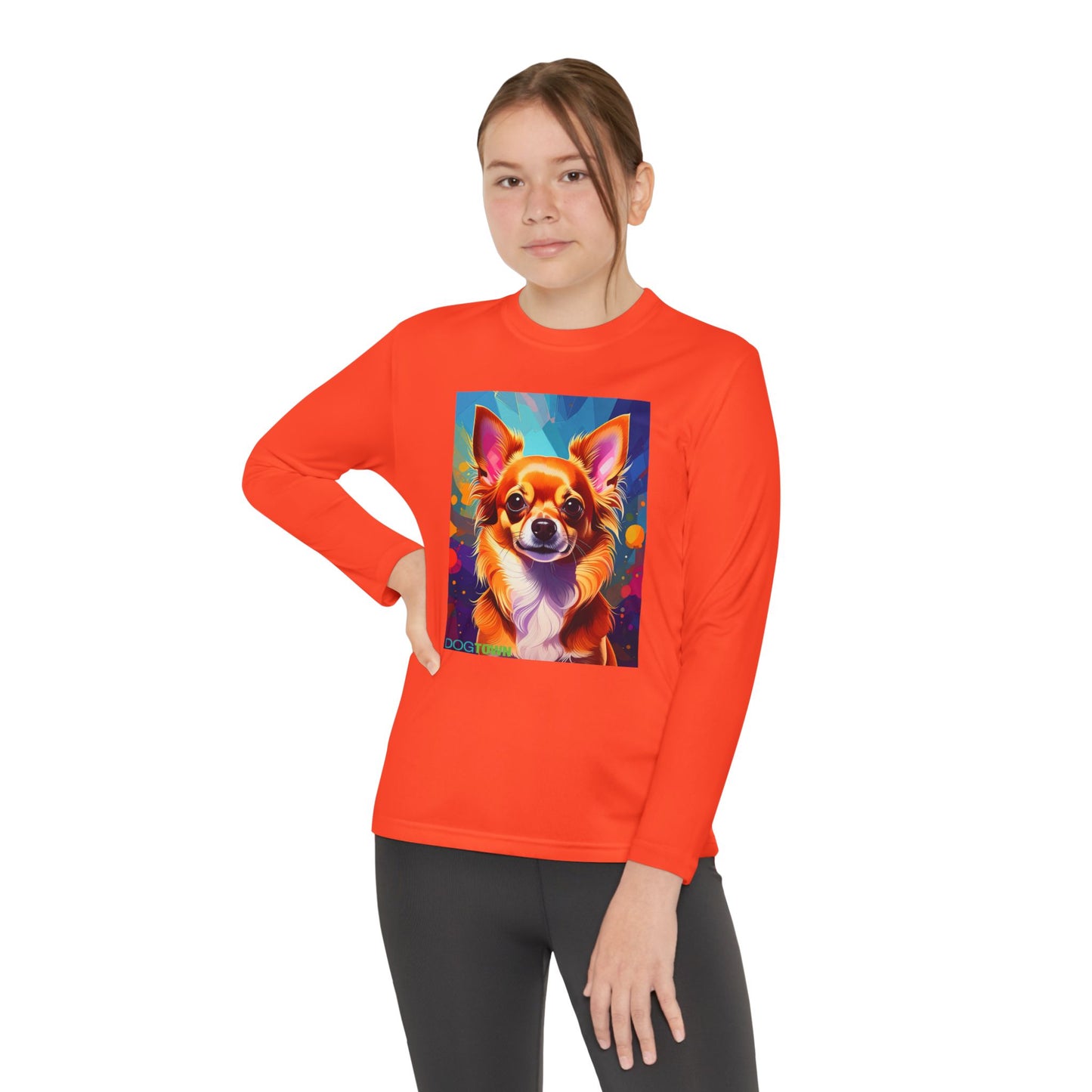 Pup Art Canvas - Kid's Sport Long Sleeve Tee (Chihuahua)