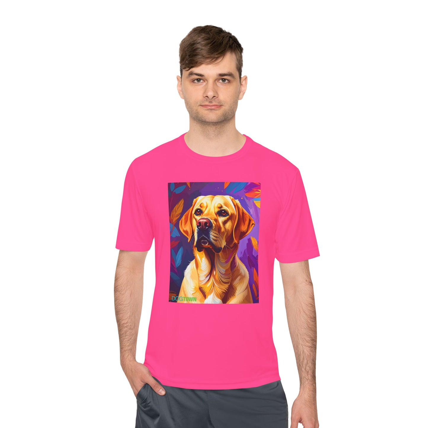 Pup Art Canvas Unisex Moisture Wicking Tee (Yellow Lab)