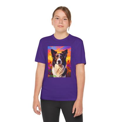 Pup Art Canvas - Kid's Sport Short Sleeve Tee (Border Collie)
