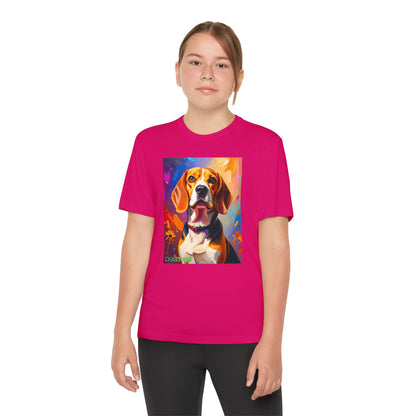 Pup Art Canvas - Kid's Sport Short Sleeve Tee (Beagle)