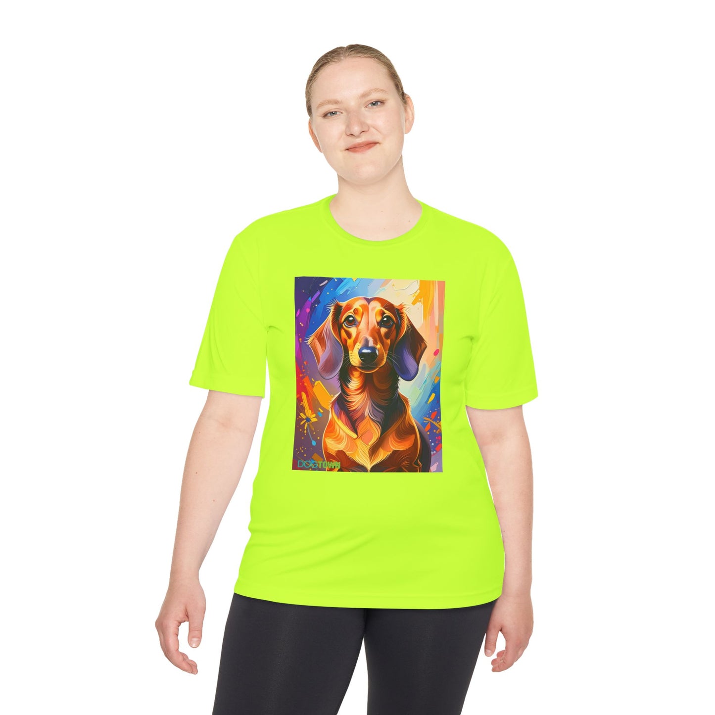 Pup Art Canvas Unisex Moisture Wicking Tee (Dachshund)
