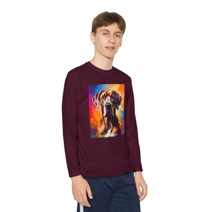 Pup Art Canvas - Kid's Sport Long Sleeve Tee (Great Dane)