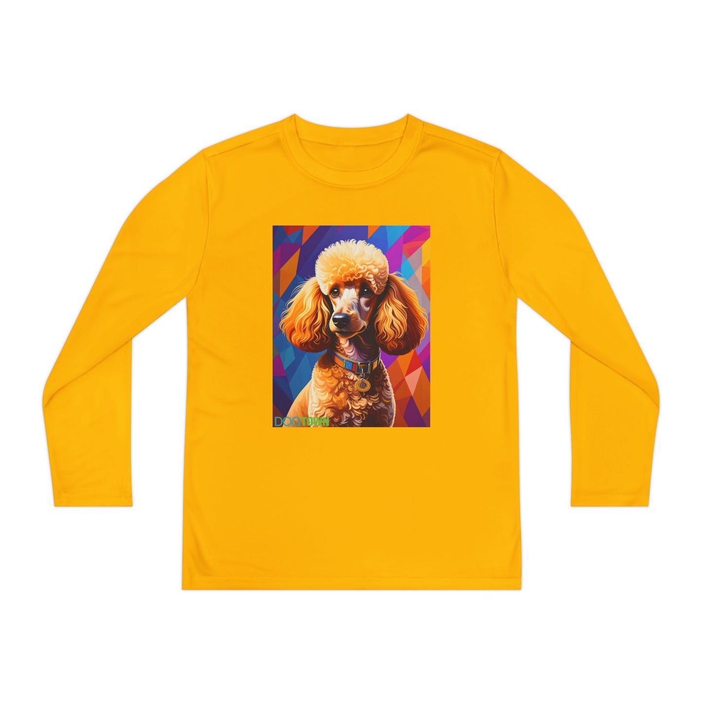 Pup Art Canvas - Kid's Sport Long Sleeve Tee (Toy Poodle)