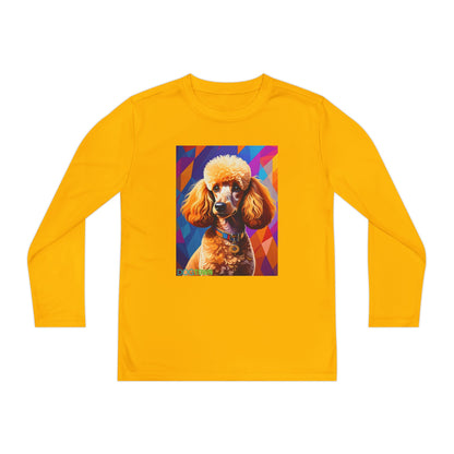 Pup Art Canvas - Kid's Sport Long Sleeve Tee (Toy Poodle)