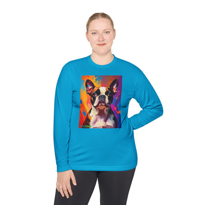 Pup Art Canvas Sport Long Sleeve Tee (Boston Terrier)