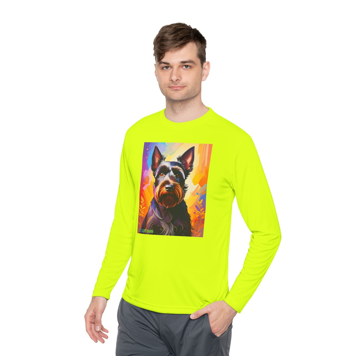 Pup Art Canvas Sport Long Sleeve Tee (Scottish Terrier)
