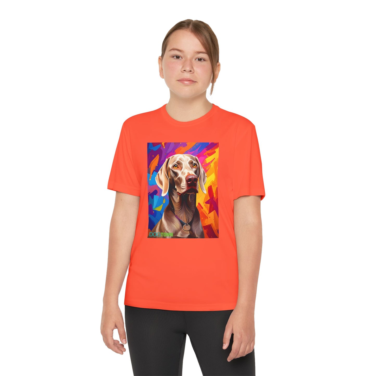 Pup Art Canvas - Kid's Sport Short Sleeve Tee (Weimaraner)