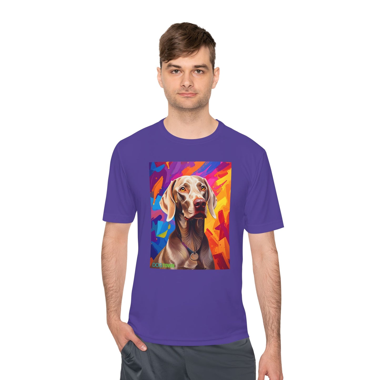 Pup Art Canvas Unisex Moisture Wicking Tee (Weimaraner)