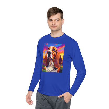Pup Art Canvas Sport Long Sleeve Tee (Basset Hound)