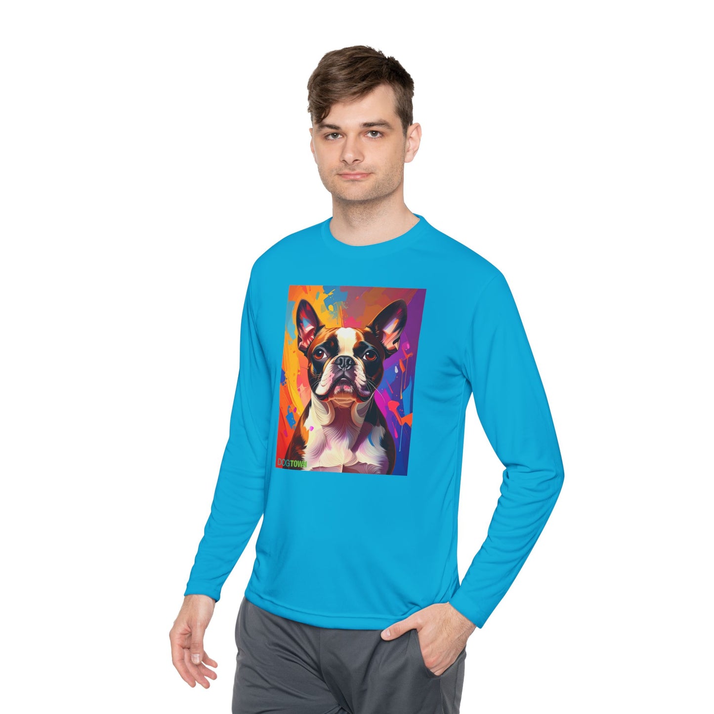 Pup Art Canvas Sport Long Sleeve Tee (Boston Terrier)