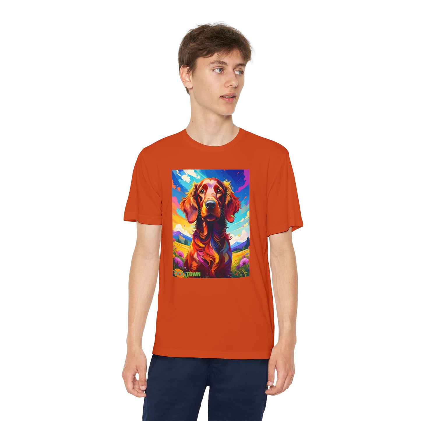 Pup Art Canvas - Kid's Sport Short Sleeve Tee (Irish Setter)