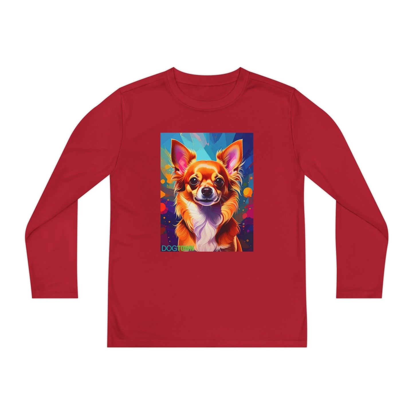 Pup Art Canvas - Kid's Sport Long Sleeve Tee (Chihuahua)