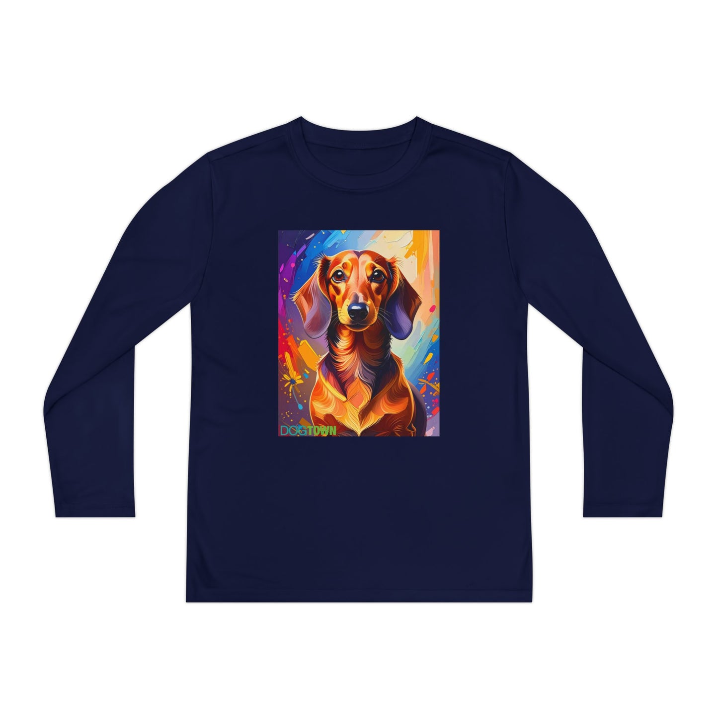 Pup Art Canvas - Kid's Sport Long Sleeve Tee (Dachshund)