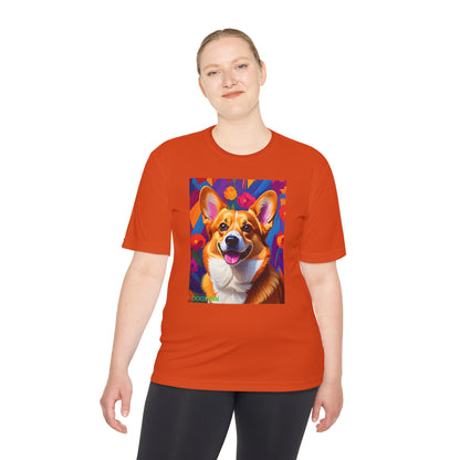 Pup Art Canvas Unisex Moisture Wicking Tee (Corgi)