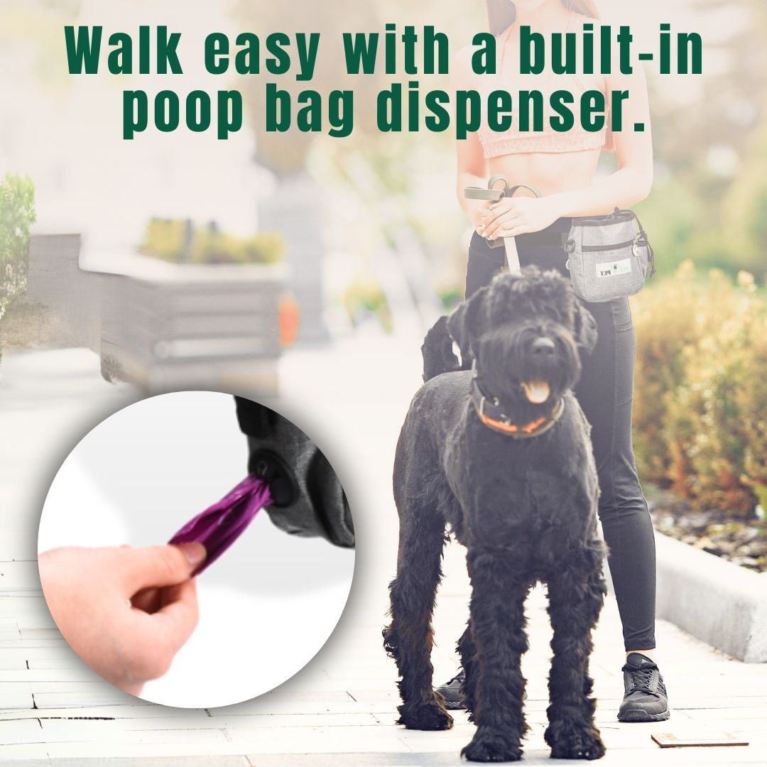 Dog Treat Pouch with 3 Rolls of Poop Bags