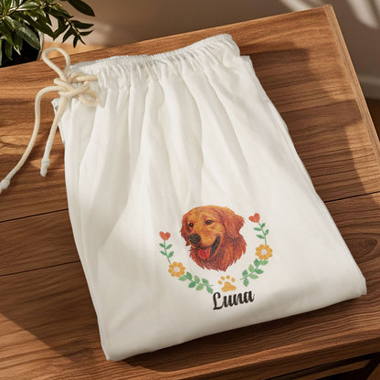 Personalized Pet Name Lounge Pants – Embroidered-Style Custom Sleepwear for Pet Lovers