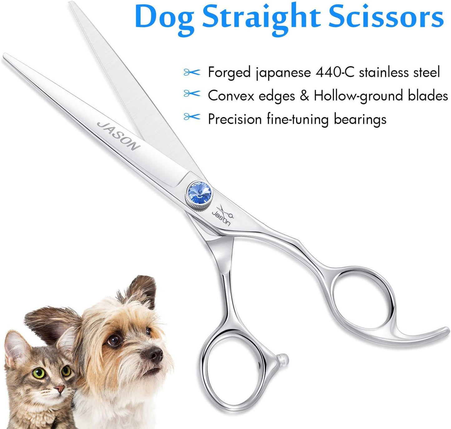 7" Straight Dog Grooming Scissors