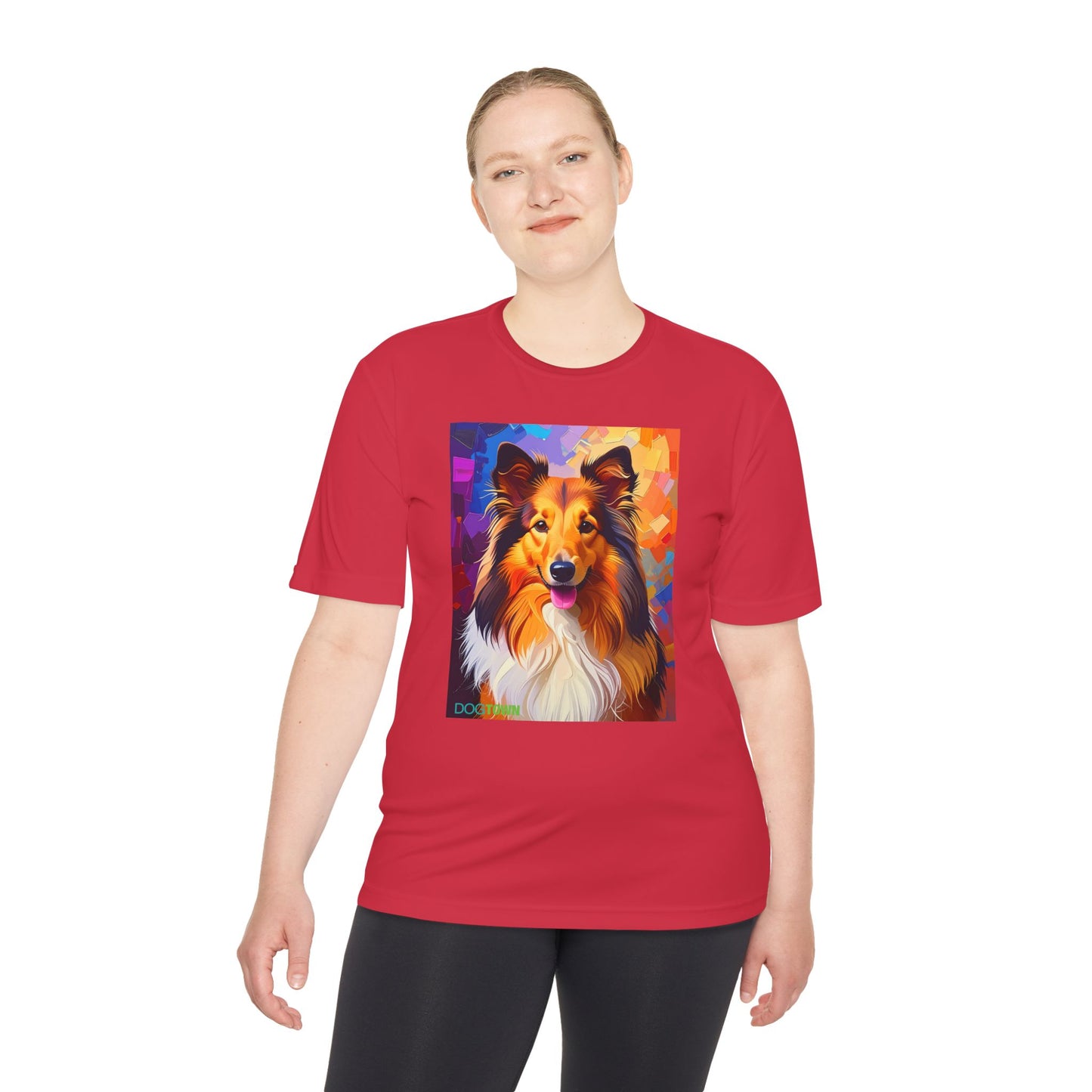 Pup Art Canvas Unisex Moisture Wicking Tee (Shetland Sheepdog (Sheltie))