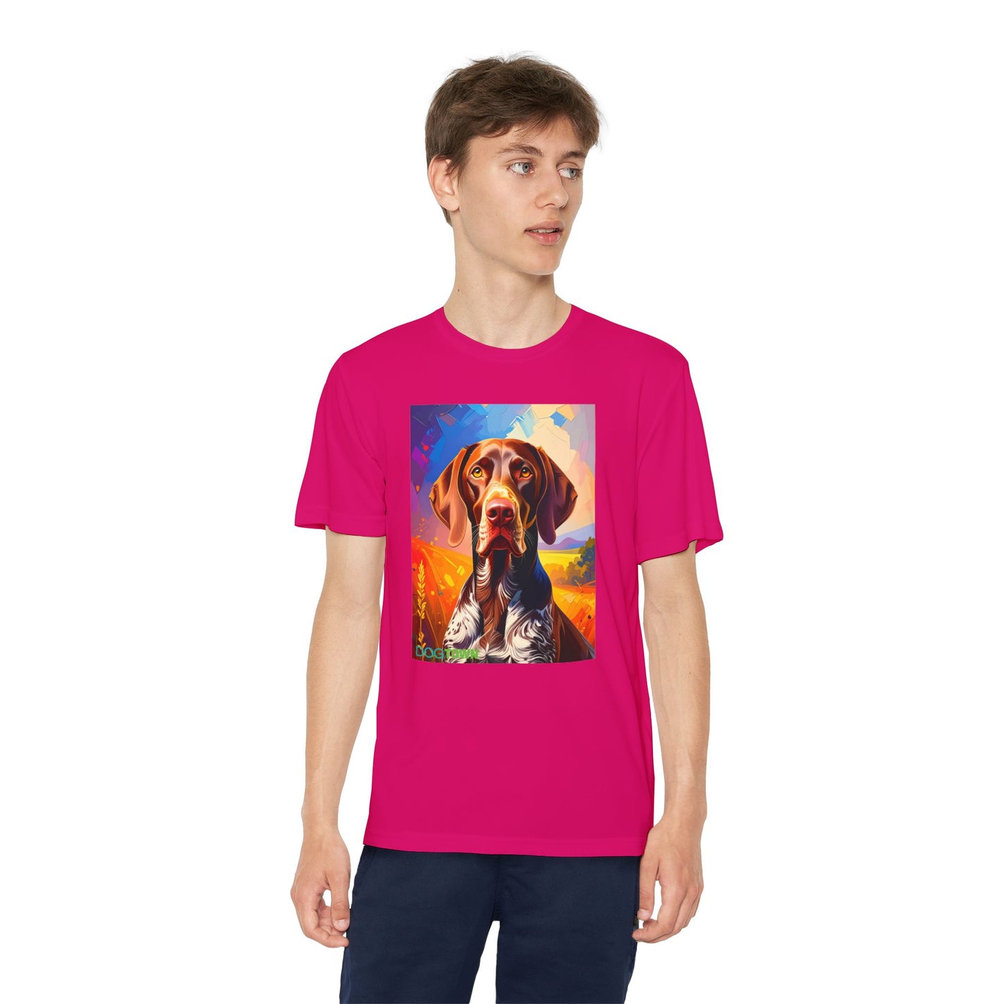 Pup Art Canvas - Kid's Sport Short Sleeve Tee (German Shorthaired Pointer)