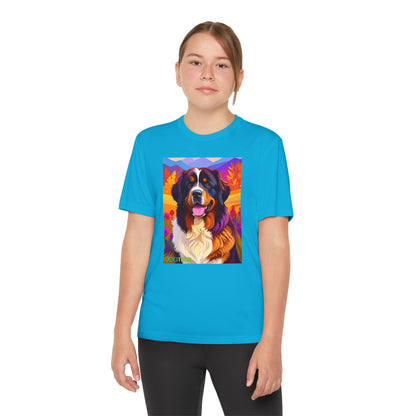 Pup Art Canvas - Kid's Sport Short Sleeve Tee (Bernese Mountain Dog)