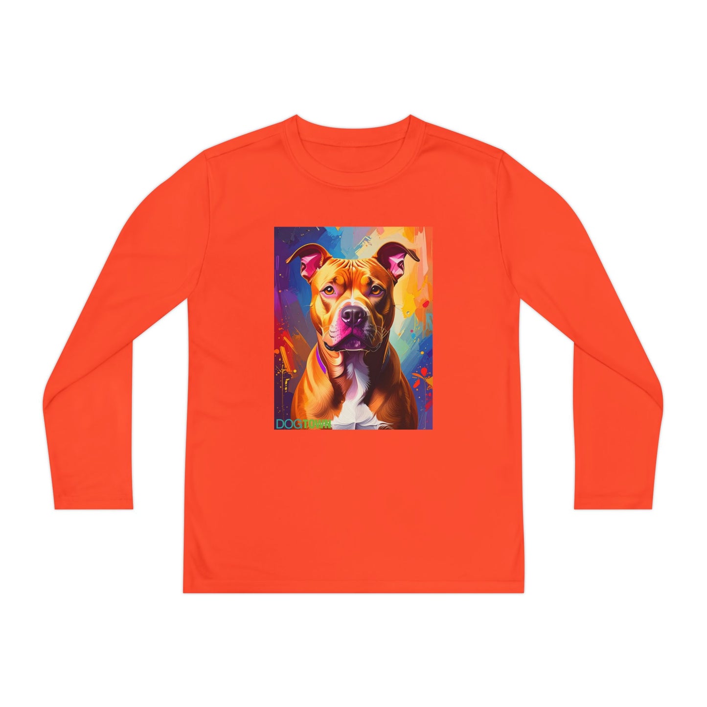 Pup Art Canvas - Kid's Sport Long Sleeve Tee (Pit Bull)