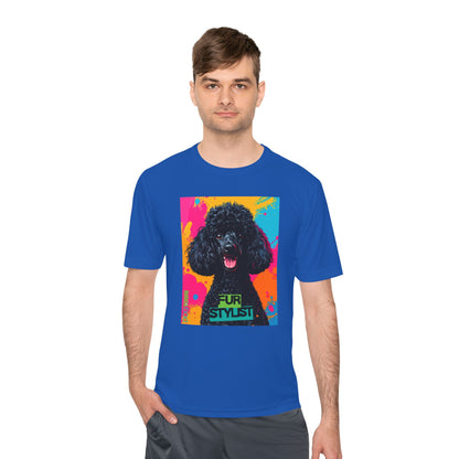 Dogtown Fur Stylist Groomer Short Sleeve Shirt (Colorful with Black Poodle)