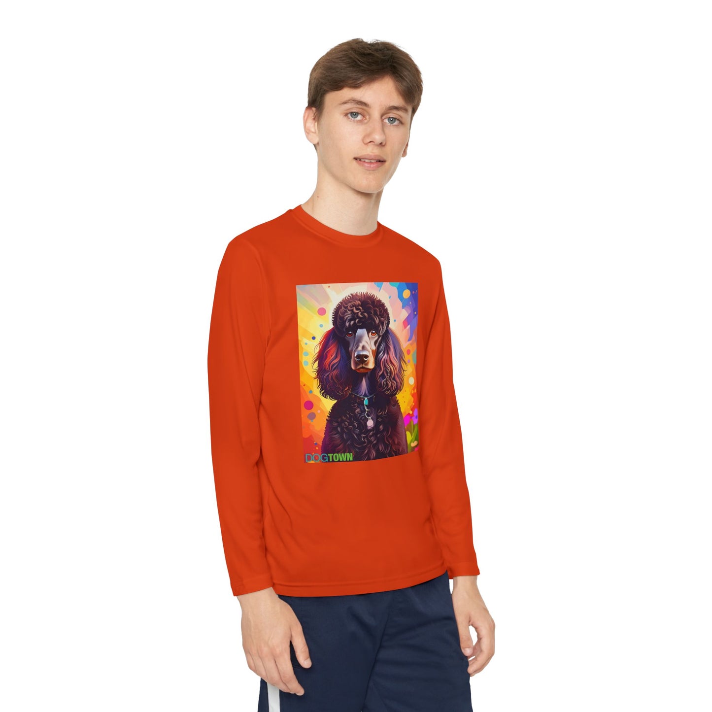 Pup Art Canvas - Kid's Sport Long Sleeve Tee (Standard Poodle)