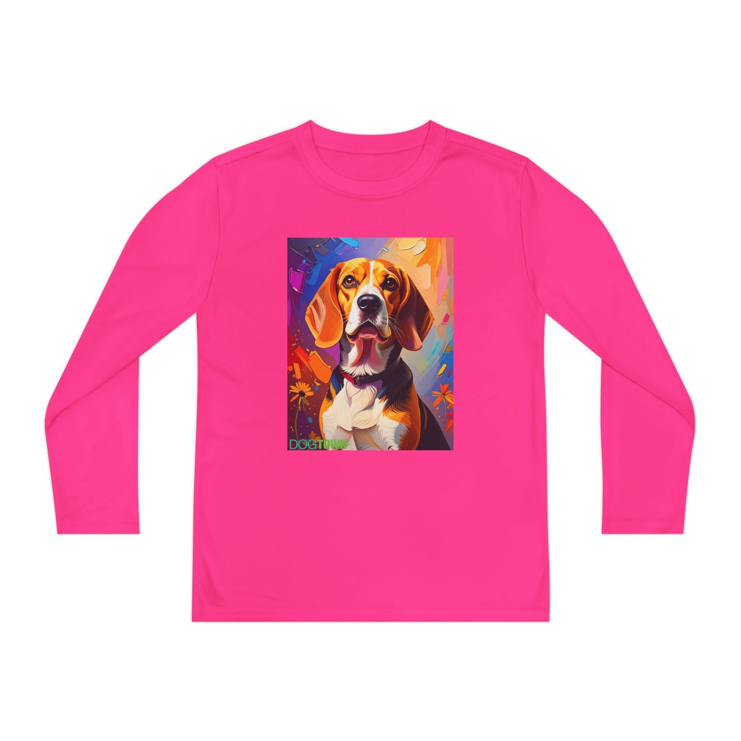 Pup Art Canvas - Kid's Sport Long Sleeve Tee (Beagle)