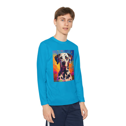 Pup Art Canvas - Kid's Sport Long Sleeve Tee (Dalmatian)