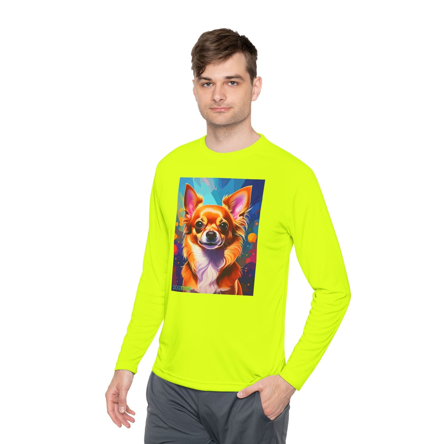 Pup Art Canvas Sport Long Sleeve Tee (Chihuahua)