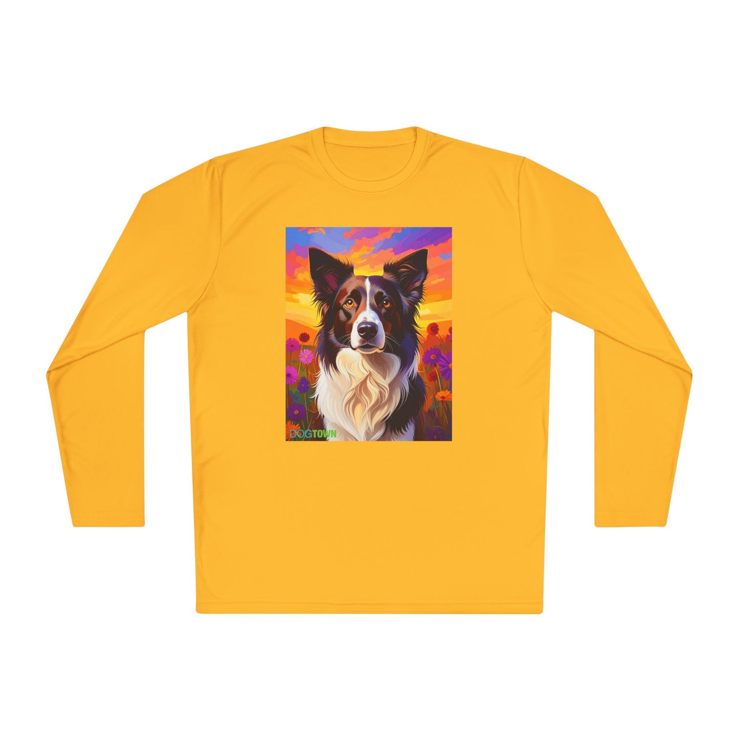 Pup Art Canvas Sport Long Sleeve Tee (Border Collie)